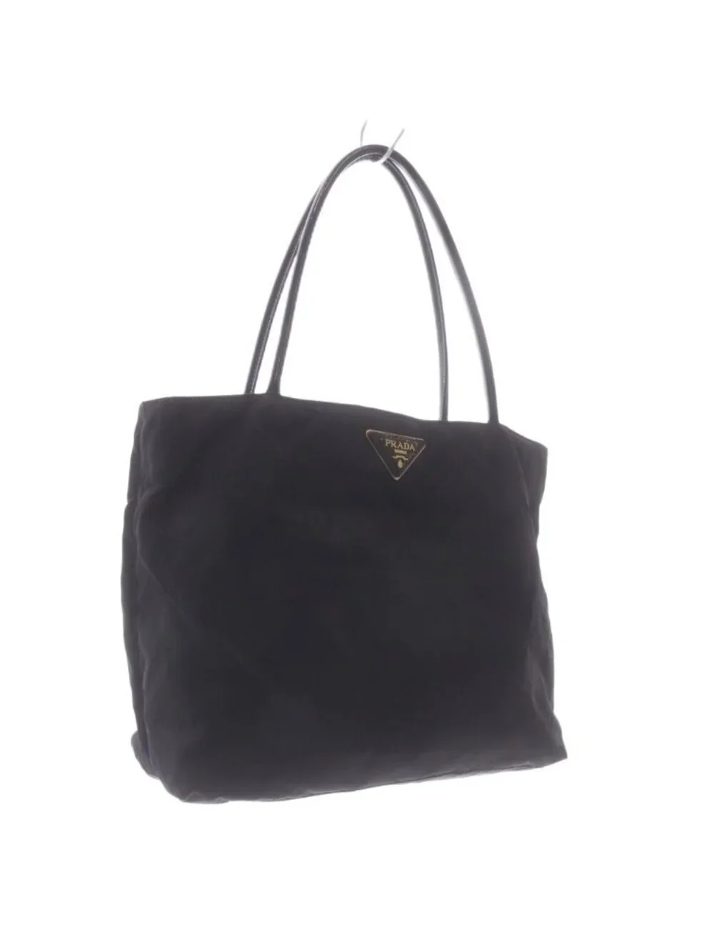 Prada Tote Bag Triangular Plate Nylon Black